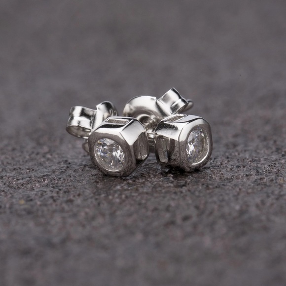 Stud Crystal Earrings white Gold - Picture 4 of 7